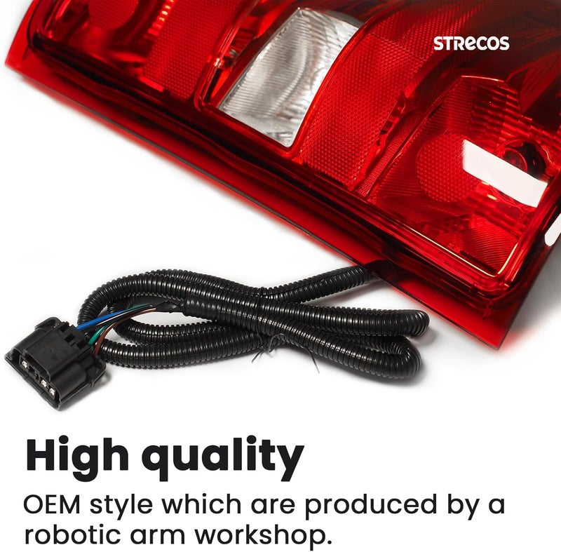 STRECOS Tail Lights Compatible with 2007-2013 Chevy Silverado 1500 2500HD 3500HD GMC Sierra 2500HD 3500HD Taillight Assemblies Rear Brake Lamps Red Border (Right Passenger Side) - Image 3